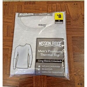 NWT Mission Ridge Mens LARGE Premium Thermal Long Sleeve Crewneck Top